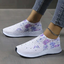 Cargar imagen en el visor de la galería, Zapatillas con decoración de gemas, livianos y estampado de flores