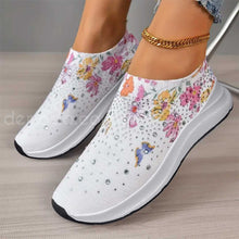 Cargar imagen en el visor de la galería, Zapatillas con decoración de gemas, livianos y estampado de flores