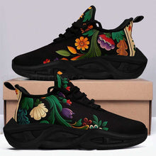 Cargar imagen en el visor de la galería, Zapatillas negras con estampado floral ultra confortables