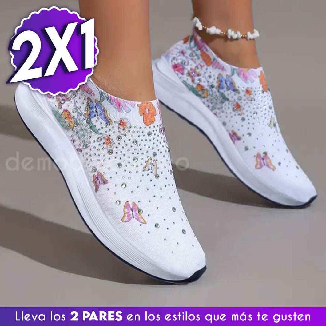 Zapatillas de diseño floral - ¡Super oferta de 2X1! Paga 1 par y lleva el 2do ¡GRATIS!